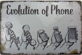 Wandbord Humor - Evolution Of Phone / Evolutie van de Telefoon