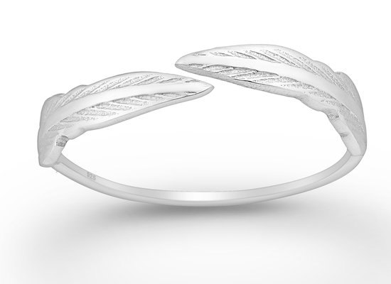 Joy|S - Zilveren veer ring - verstelbaar (maat: zie omschrijving) - aanschuifring - gehodineerd