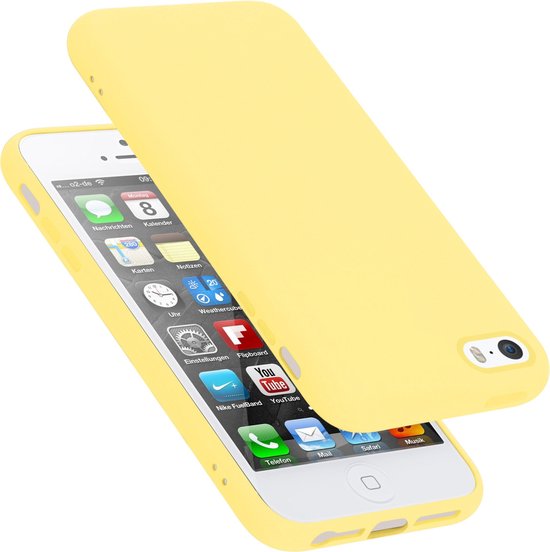 Cadorabo Hoesje voor Apple iPhone 5 / 5S / SE 2016 in LIQUID GEEL - Beschermhoes gemaakt van flexibel TPU silicone Case Cover