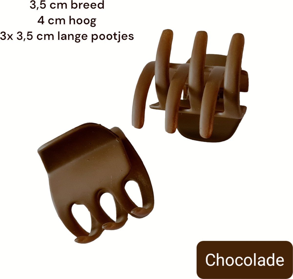 Haarklem - Bruin / Chocolade - Mat - 3,5 x 4 cm - Volwassen Tieners - 1 stuks - 3 / 4 cm