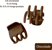 Haarklem - Bruin / Chocolade - Mat - 3,5 x 4 cm - Volwassen Tieners - 1 stuks - 3 / 4 cm