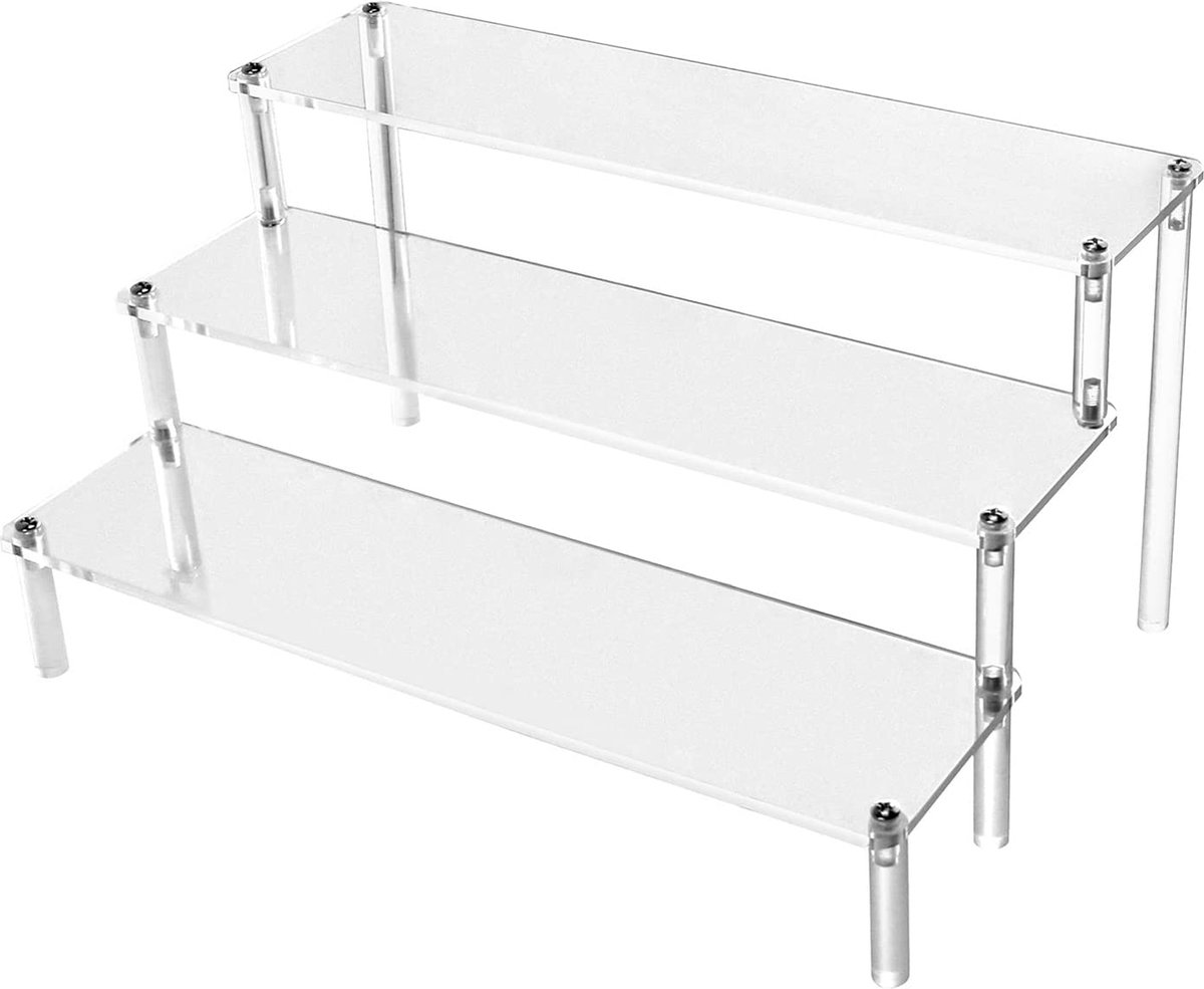 Display Standaard QWORK 3-laags acryl displaystandaard, transparant acryl display Riser ...