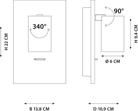 KS Verlichting - Spot mural Mila - blanc - y compris les ports USB - éclairage de chambre idéal
