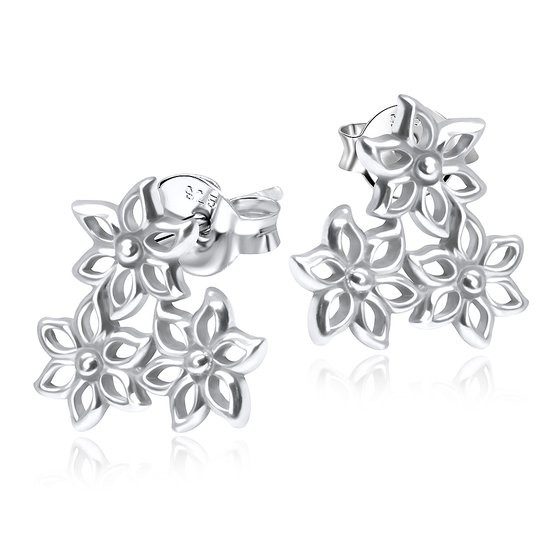 925 Zilveren Mooie Asymmetrie Bee & Bloem Oorbellen Voor Vrouwen Mode-sieraden Bijoux, Sterling zilver