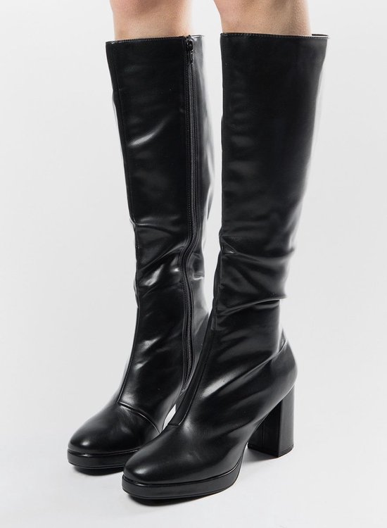 Sacha - Dames - Zwarte hoge laarzen met blokhak - Maat 39