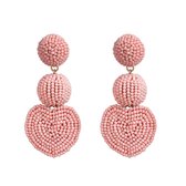 Boucles d'oreilles d'Oreilles Coeur Liva - Rose Clair | 7,4 cm x 4,7 cm | Boucles d'oreilles pendantes Perles | Mode Favorite