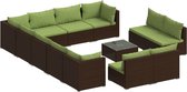 vidaXL - 13-delige - Loungeset - met - kussens - poly - rattan - bruin