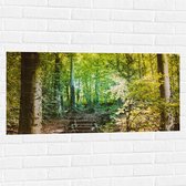 Muursticker - Stenen Trap in Bloeiend Groen Bos - 100x50 cm Foto op Muursticker