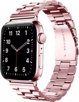 LunaLux® - Bracelet pour Apple Watch - 42/ 44/45/49 mm - Rose - Convient pour iWatch 1,2,3,4,5,6,7,8,SE - Acier inoxydable - Ajustable