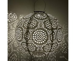 Solar lampion met motief – rond - 35 b x 35 h – wit