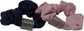 Jessidress® Elastiek Sterke Haar elastieken met strass Dames Schunchies - Roze/Marine