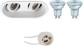 LED Spot Set - OSRAM Parathom PAR16 927 36D - Proma Zano Pro - GU10 Fitting - Dimbaar - Inbouw Ovaal Dubbel - Mat Wit - 3.7W - Warm Wit 2700K - Kantelbaar - 185x93mm