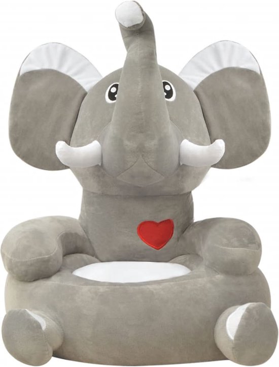 LuxeLivin' - Kinderstoel olifant pluche grijs