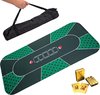 Afbeelding van het spelletje VINKIT Las Vegas Premium Pokermat - Inclusief Gouden speelkaarten - Oprolbaar Antislip Pokerkleed - Inclusief Draagtas - 2 tot 10 Spelers - Poker Speelmat - Kaartkleed - 60 x 120cm