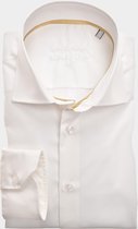 Ledub slim fit overhemd - beige twill - Strijkvrij - Boordmaat: 37