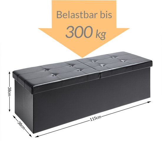 Assise pliante Deuba avec couvercle à charnière gris clair - 115x38x38cm