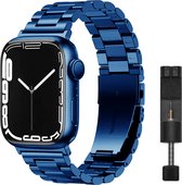 MY PROTECT® Bracelet en métal de Luxe pour Apple Watch Series 1/2/3/4/5/6/7/SE 42/ 44/ 45 mm Bracelet de montre - Bracelet iWatch Link en acier inoxydable - Bracelet de montre en acier inoxydable - Blauw