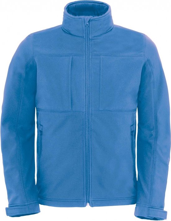 Outdoorjas Hooded Softshell/men met afneembare capuchon B&C Collectie maat 3XL Azuurblauw