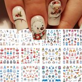 12 Stuks Nagelstickers – Schattige Kerst Icoontjes – Nail Art Stickers
