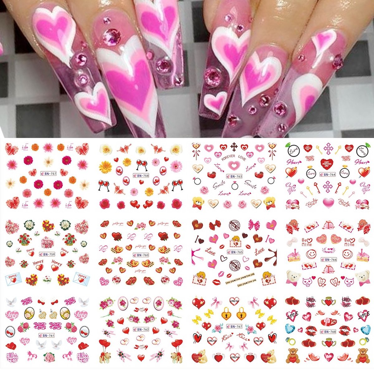 Goedkoopste 40 Stuks Nagelstickers – Verschillende Bloemen – Nail Art Stickers – Set van 40 nagelstickers – Verschillende bloemen designs – nail art en decoratie – Gemakkelijk aan te brengen – thuisgebruik en salons – Stijlvolle bloemen nagelstickers