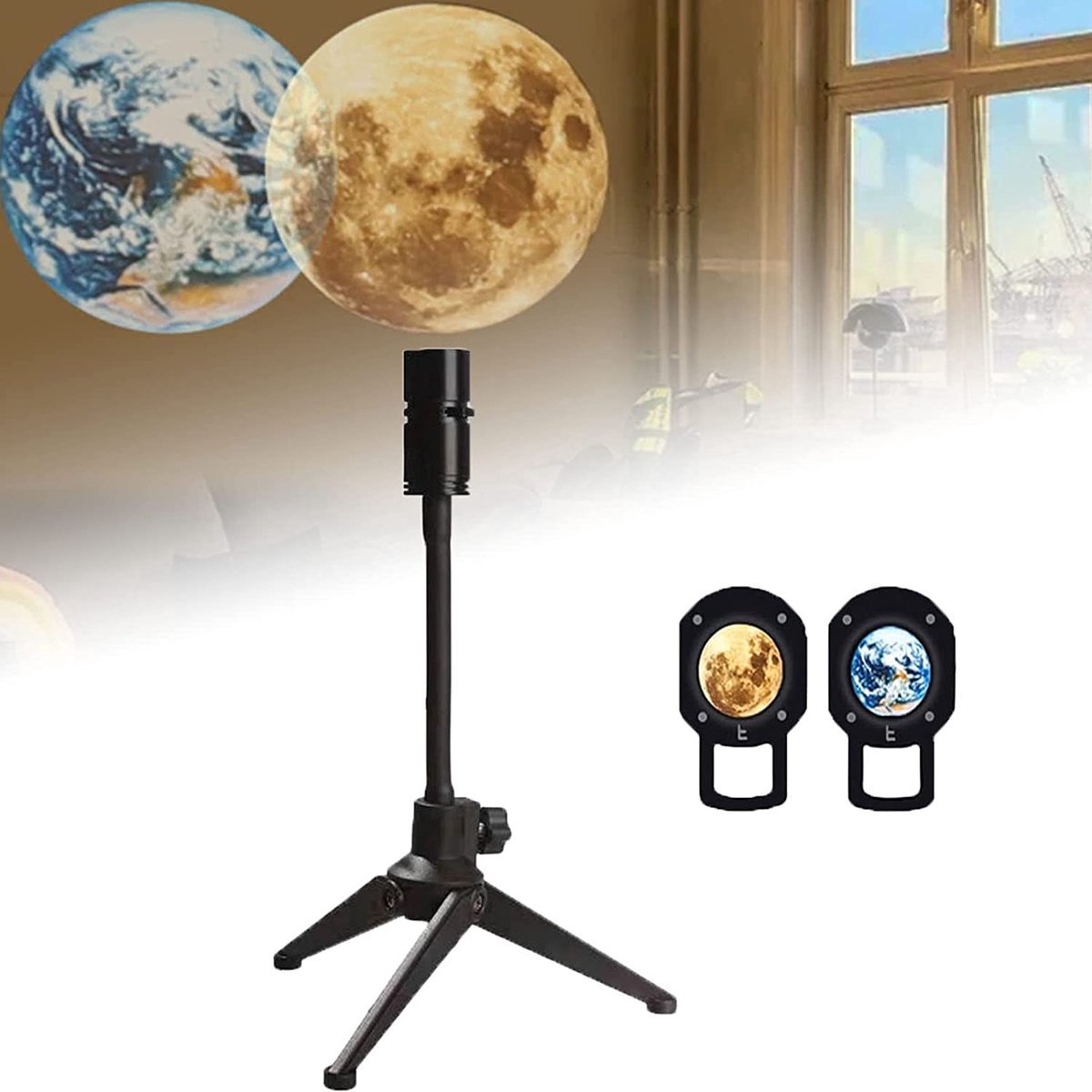 Projecteur Lune Terre - Lampe LED - 360° - Lumière Rotative - USB