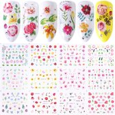 12 Pièces Autocollants pour Ongles - Fleurs & Roses - Autocollants Nail Art
