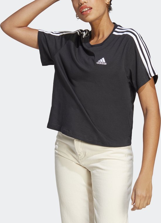 adidas Sportswear Essentials 3-Stripes Single Jersey Croptop - Dames - Zwart- L