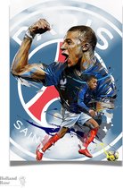 Affiche Mbappé - PSG - Brillant de haute qualité - Convient pour l'encadrement - 60x42cm - Voetbal - Joueur de football célèbre - UEFA Champions League - Coupe du monde de football 2022 - FIFA - Sport - Cadeau