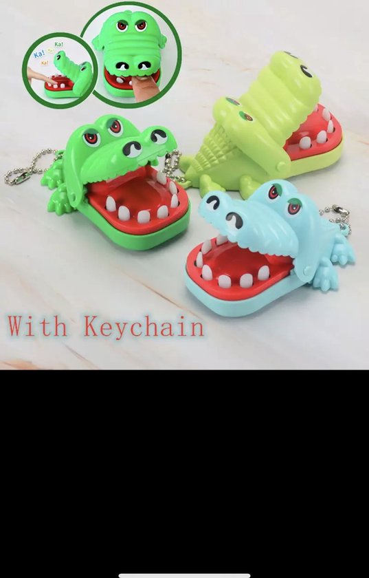Afbeelding van het spel Bijtende krokodil - kinderspel - shotspel - drankspel - groene krokodil sleutelhanger random color