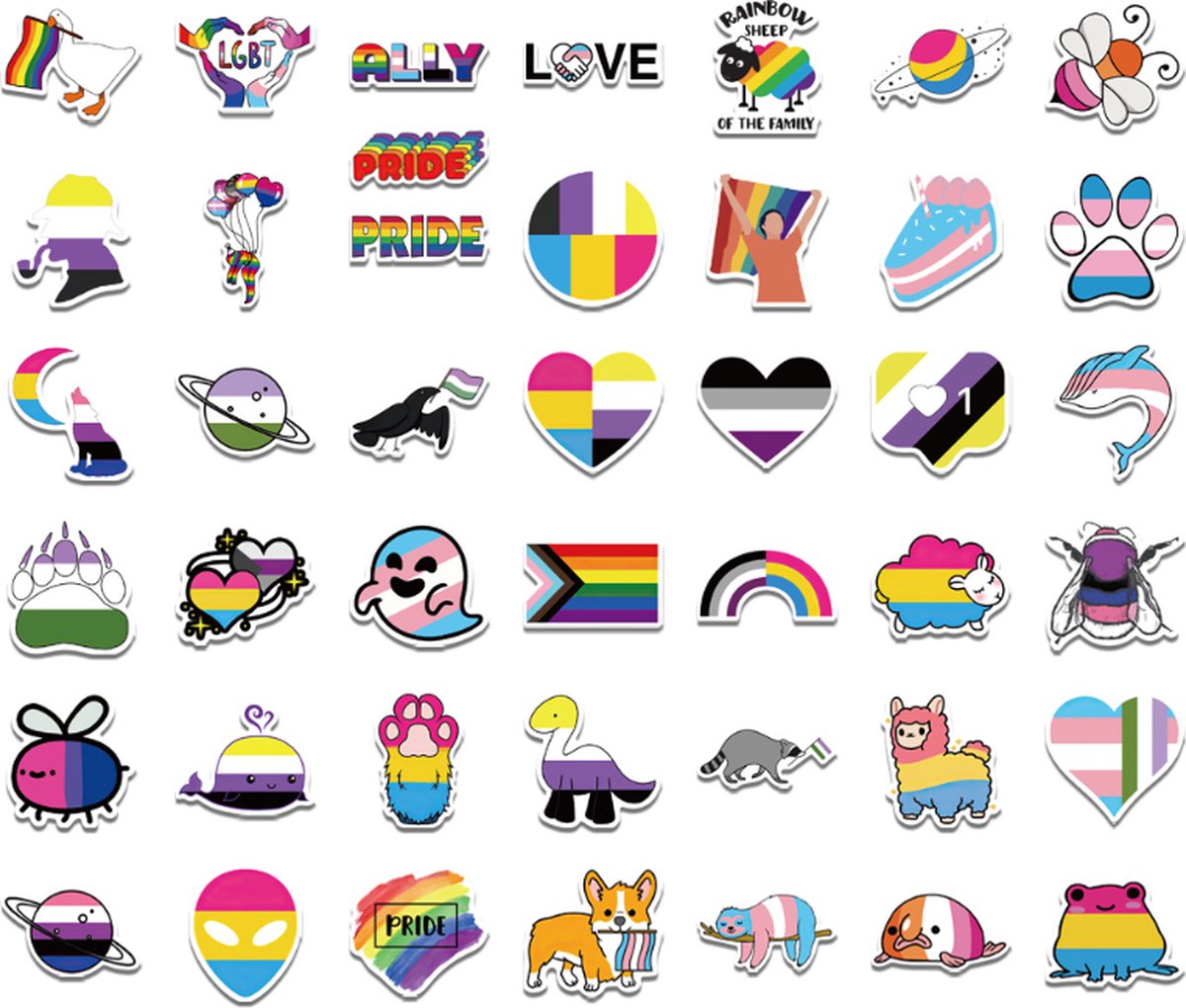 Daily Essentialz Regenboog Stickers - LGBTQ - Pride Stickers - Gay Pride - Skate stickers - Skateboard Stickers - Stickers volwassenen - Bullet Journal Stickers - 50 stuks — afbeelding 3