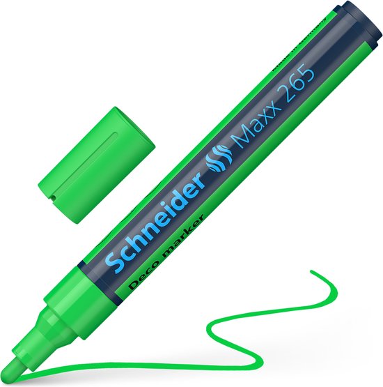Marqueur vert Schneider Maxx 265 Deco avec capuchon et traînée verte.