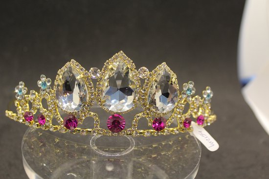 Diadème/couronne De Mariée En Or Jaune 14k Avec Turquoise Et Diamants - Ajustable, Neuf Avec étiquettes