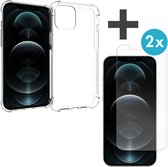 iMoshion Shockproof Hoesje Inclusief 2X Screenprotector Gehard Glas Geschikt voor iPhone 12 / 12 Pro - Transparant