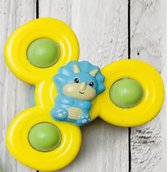 kinderen groen en geel Dino spinner met rammelaar - bath toy - bath speelgoed- dino rammelaar en spinner - fun spinner