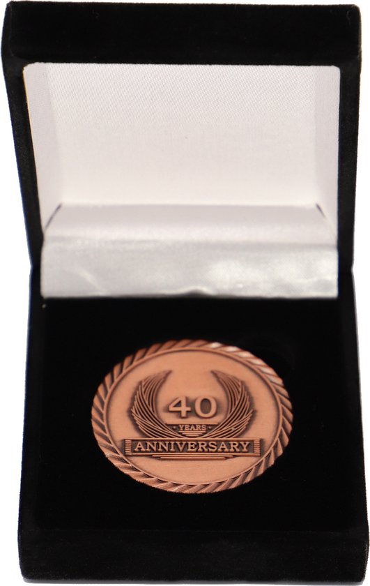 coinsandawards.com - Jubileummunt - 40 jaar - antiek goud - fluwelen geschenkdoos