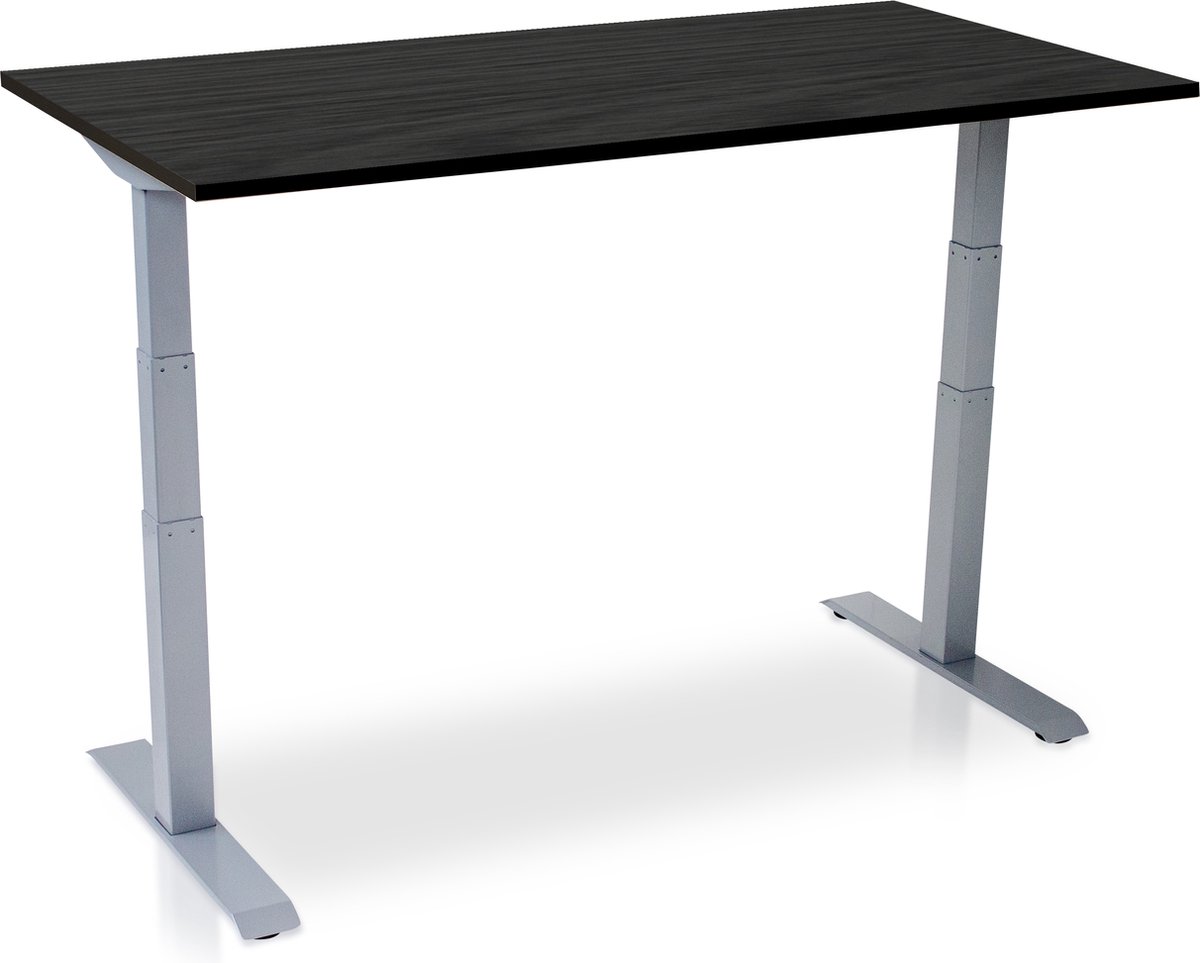 Lineaflex MRC Zit-sta bureau elektrisch verstelbaar - MRC PRO NEN-EN 527 | 160 x 80 cm | frame aluminium - blad zwart eiken | memory functie met USB | 150kg draagvermogen Aluminium frame