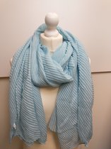 Lange dames sjaal Margaret effen motief geplooid mousseline effect ijsblauw sky blue