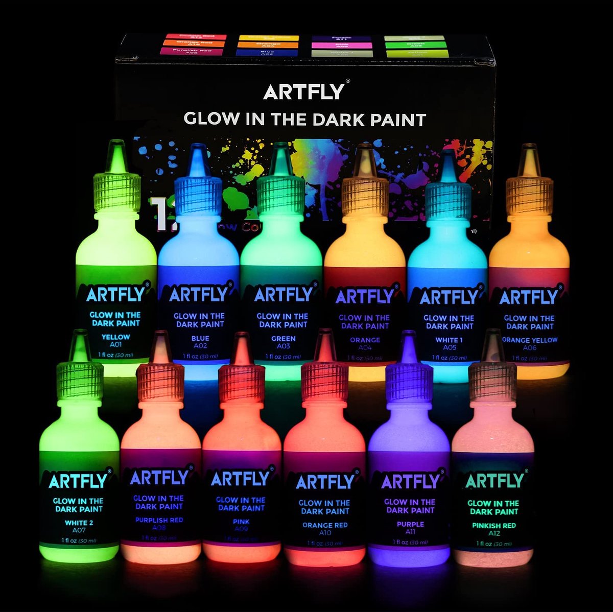 ARTFLY Glow in the Dark Peinture , Set de Peinture Lumineuse avec