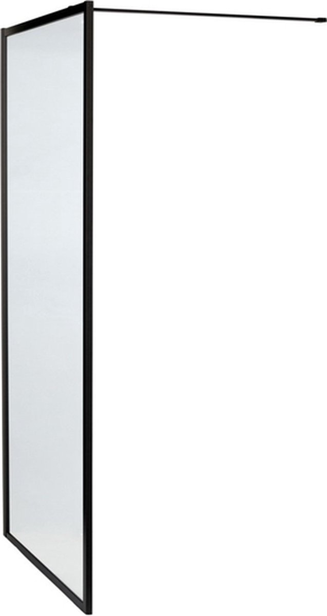 Saniclass Bellini inloopdouche 140x200cm helder veiligheidsglas mat zwarte lijst rondom met anti kalk