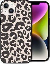 iMoshion Hoesje Geschikt voor iPhone 14 Hoesje Siliconen - iMoshion Design hoesje - Zwart / Leopard
