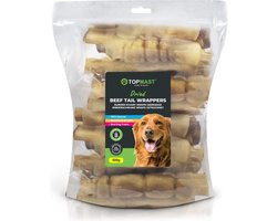 Topmast Tailwrappers - Runderstaart wrapped met Kophuid - 3 zakken van 500 gram - Natuurlijke Kauwsnack