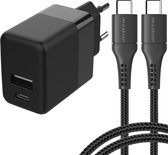 iMoshion Oplader Inclusief USB-C naar USB-C Kabel - Lader Adapter 20 Watt - Snellader Universeel - Zwart