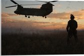 WallClassics - Acrylglas - Opstijgende Militair Transportvliegtuig - 60x40 cm Foto op Acrylglas (Met Ophangsysteem)