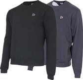 2 Pack Donnay - Fleece sweater ronde hals - Dean - Heren - Maat M - Black & Navy (919)