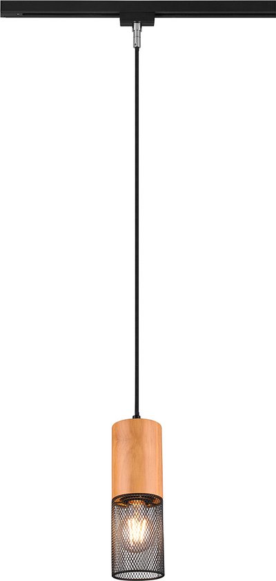 Éclairage sur rail LED - Lampe suspendue - DUOLINE - 2 phases - Culot E27 - Rond - Zwart mat - Aluminium