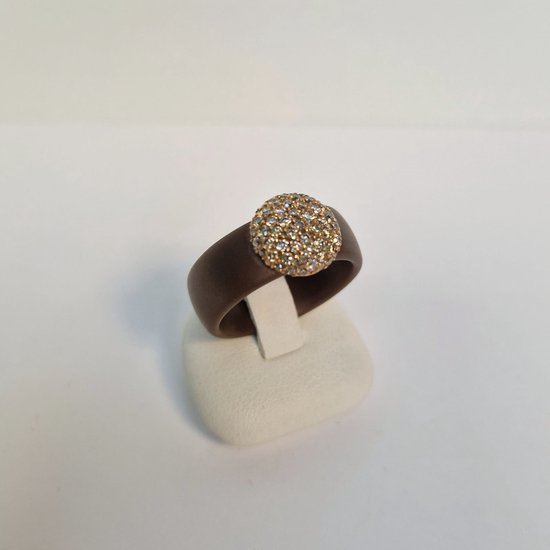 Keramiek ring - Orotech - AK 4/53 - bruine diamant - uitverkoop Juwelier Verlinden St. Hubert - van €1495,= voor €1199,=