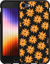 iPhone 7/8 Hoesje Zwart Oranje Bloemen - Designed by Cazy