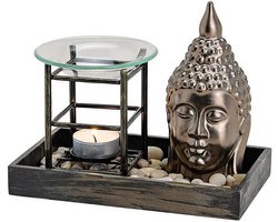 Boeddha - Buddha - Geurlamp met Boeddha-hoofd van keramiek