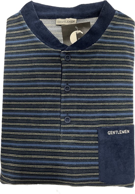 Gentlemen - Badstof Heren pyjama - Donkerblauw - Maat XL