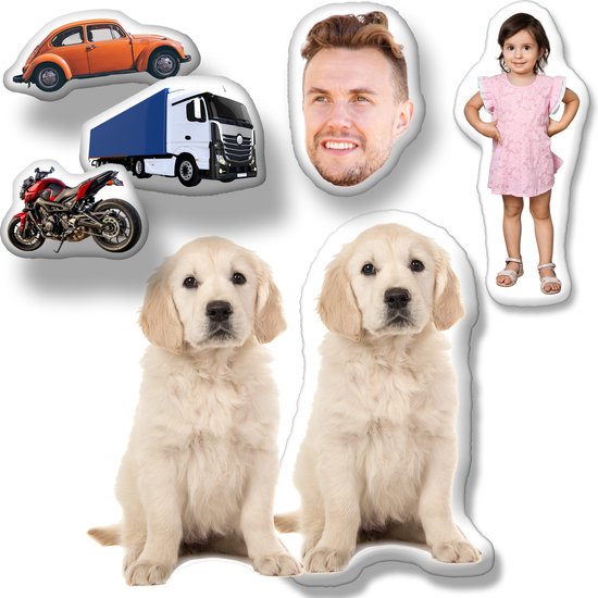 PillowBuddies - Oreiller câlin avec propre impression - 30 cm - de votre animal de compagnie, visage, véhicule, etc. - avec eigen photo - Coussin pour chien - Coussin pour chat